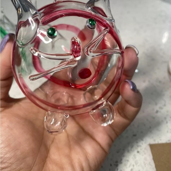2 Hand-Blown Glass Cats (Made in Italy) Holiday Ornaments Green & Red - Picture 10 of 10